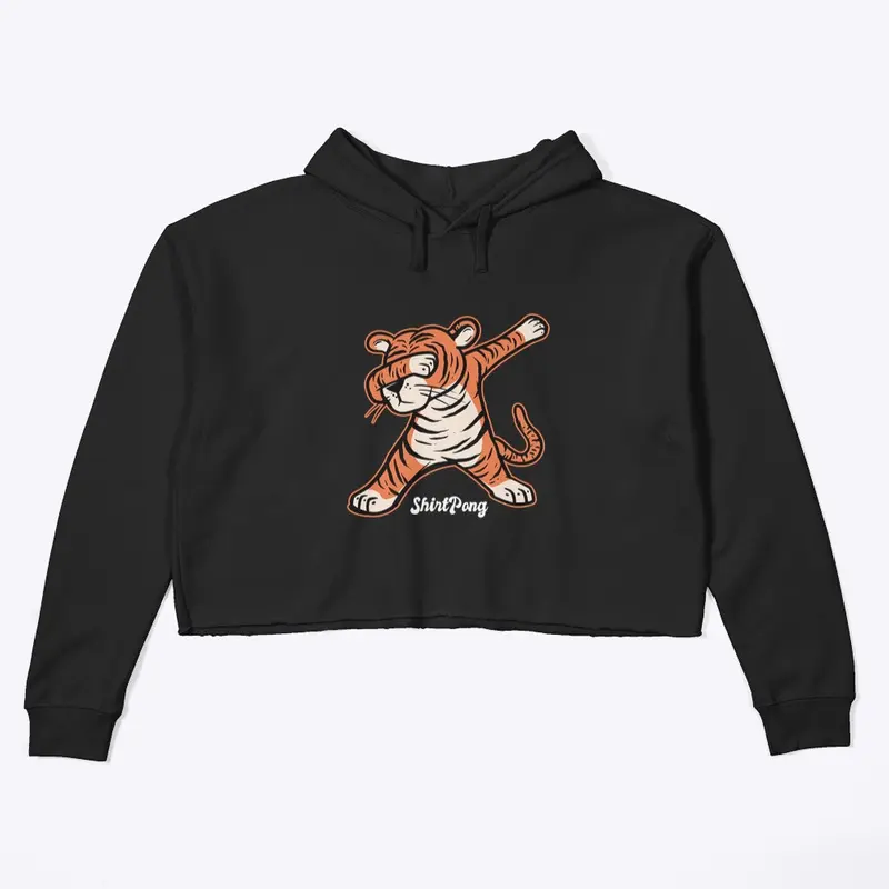 Tiger Dab Womens Crop Hoodie